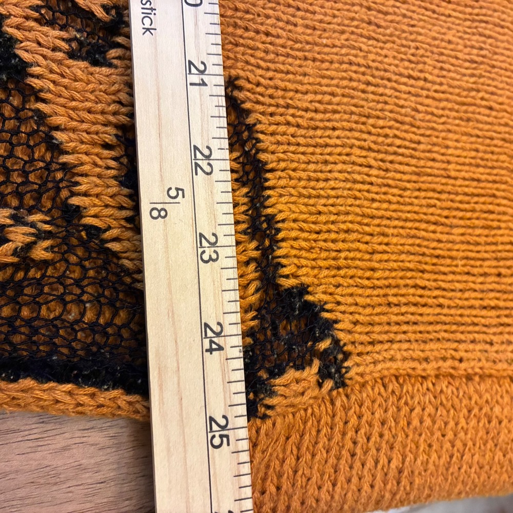 Studio Michelle Stuart Hand Knit Sweater Medium Vintage Mustard Black Abstract - Picture 14 of 17